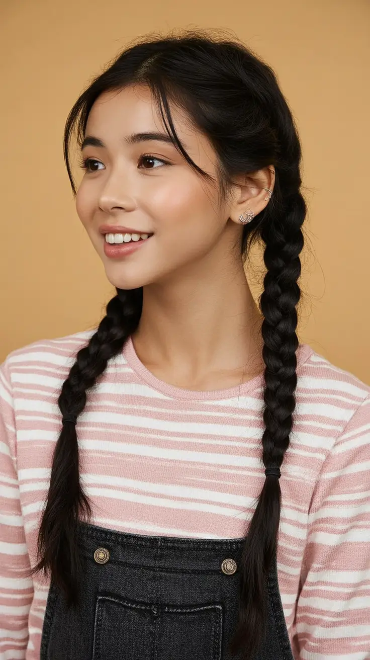 Fresh & Easy Hairstyles for the First Day of School 2025 Playful Braids and Striped Layers