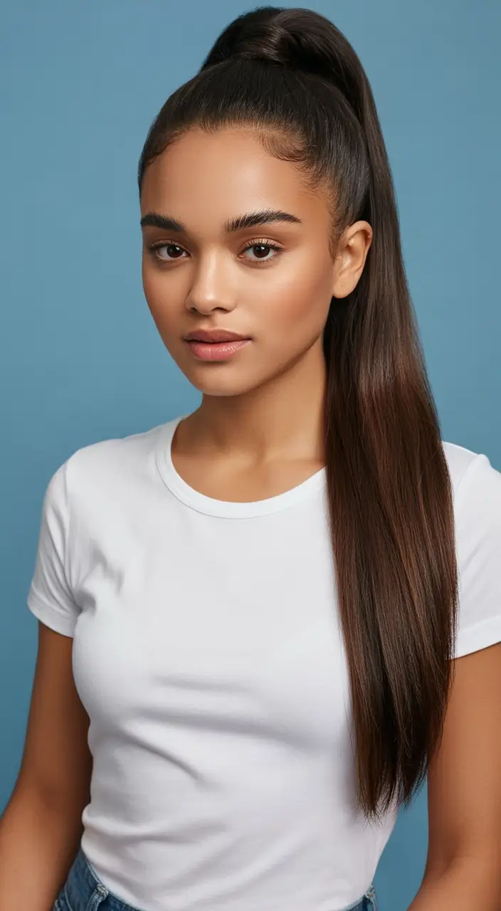 Fresh & Easy Hairstyles for the First Day of School 2025 Slick High Ponytail with Tapered Ends