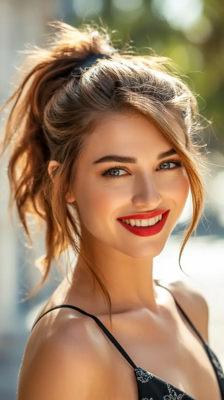 Fresh Hairstyles for July 2025 Soft Volume Ponytail With Summer Strands