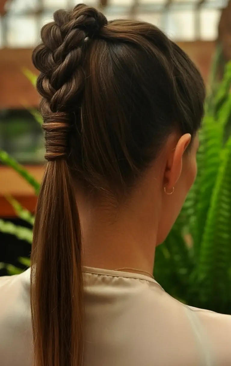 Fresh Hairstyles for July 2025 Sleek Braided Twist Ponytail