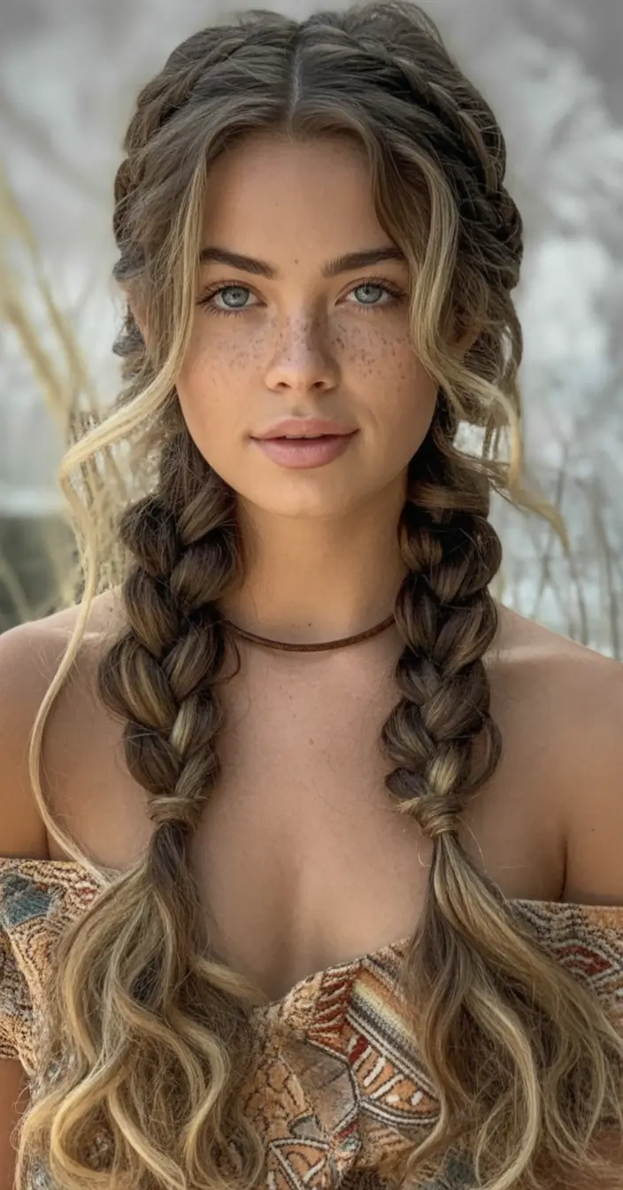 Fresh Hairstyles for July 2025 Romantic Twisted Braids With Blonde Highlights