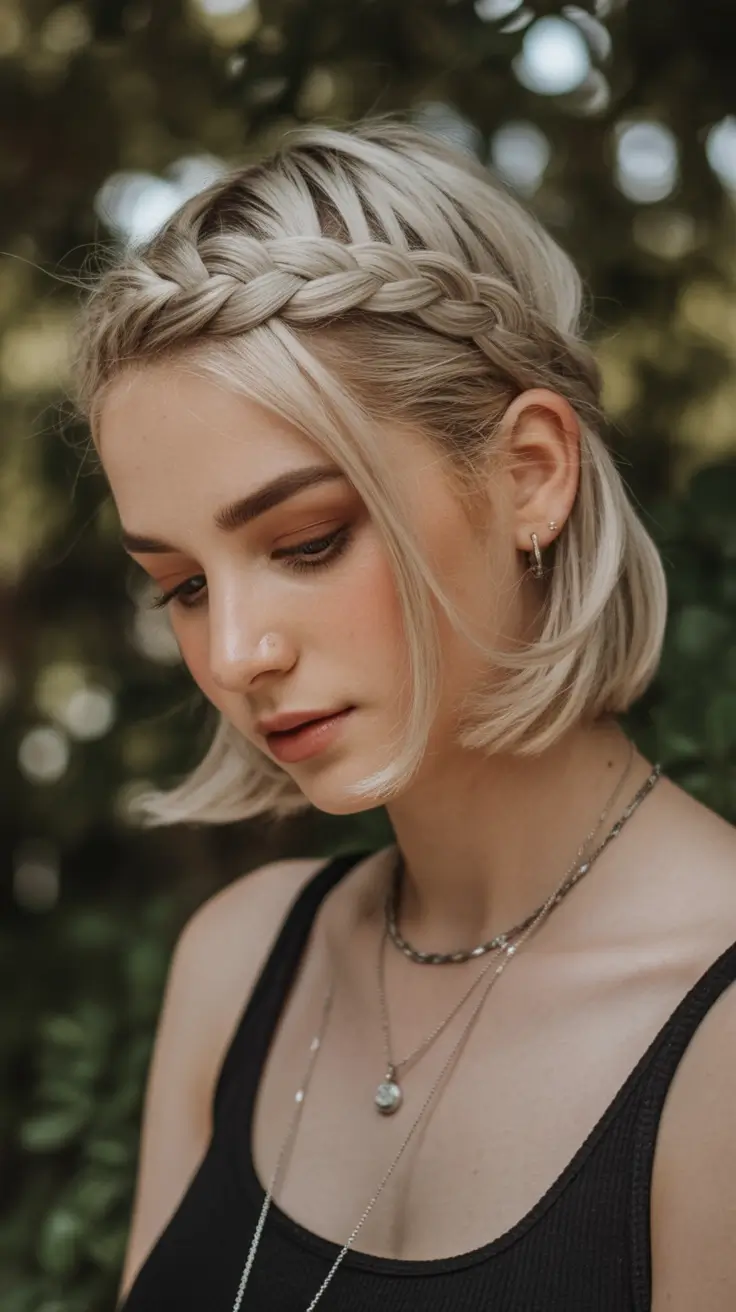 Fresh Hairstyles for July 2025 Textured Bob with Side Braid Accent