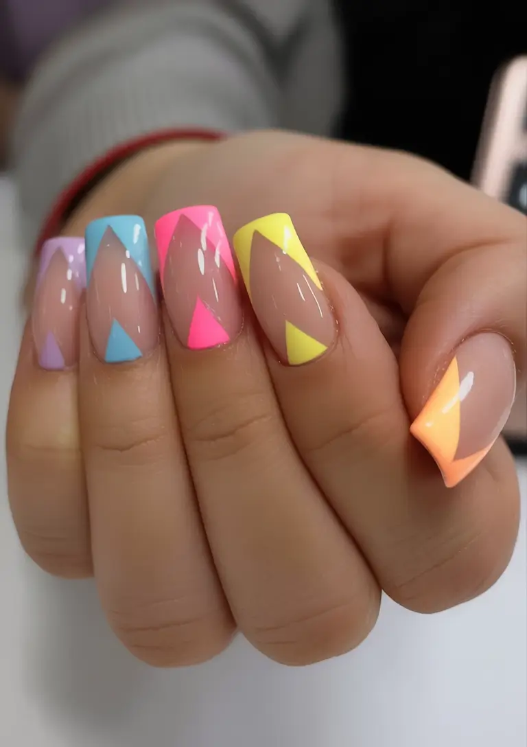 Fun Nail Color Ideas for August 2025 Neon Diamonds and Clear Peaks