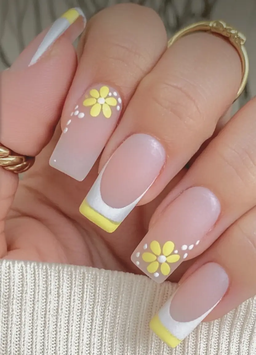 Fun Nail Color Ideas for August 2025 Daisy French with Sunshine Tips