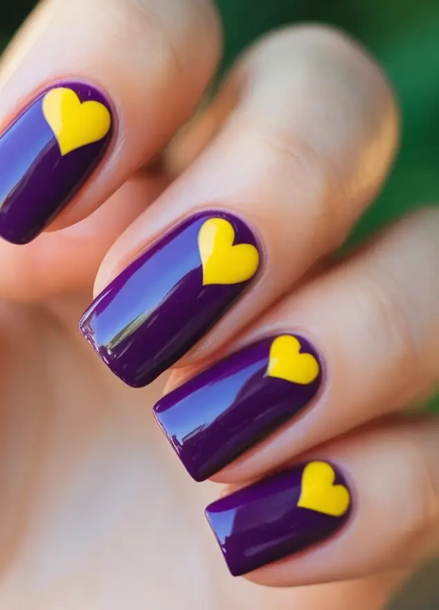 Fun Nail Color Ideas for August 2025 Purple Royalty Meets Bold Yellow Love