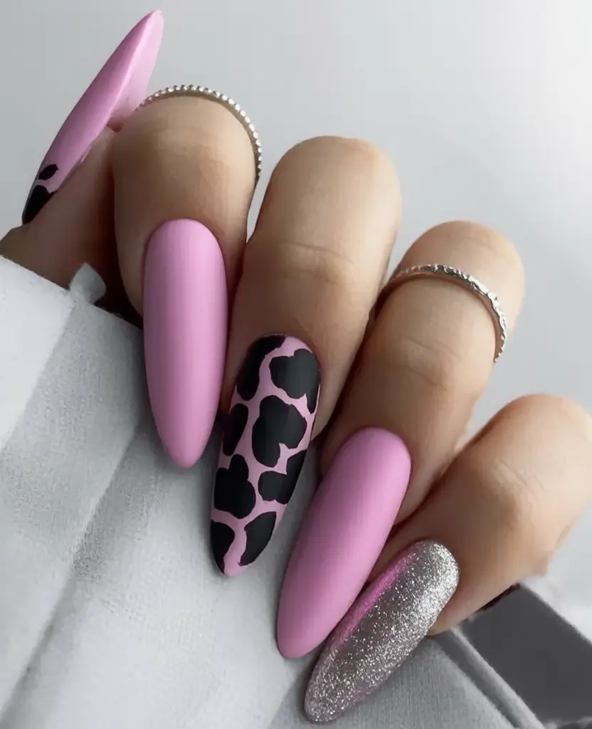 Fun Nail Color Ideas for August 2025 Pink Safari Meets Chrome Sparkle