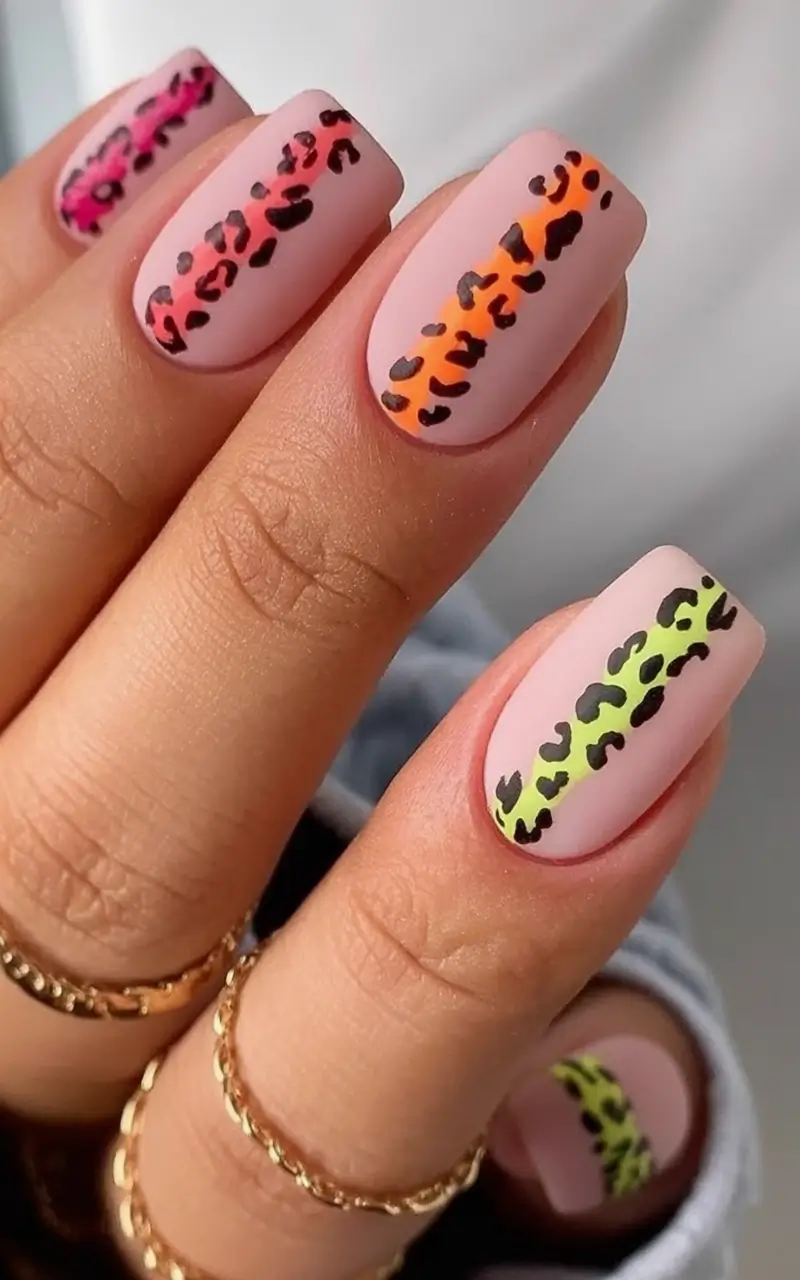 Fun Nail Color Ideas for August 2025 Color Striped Cheetah Fusion