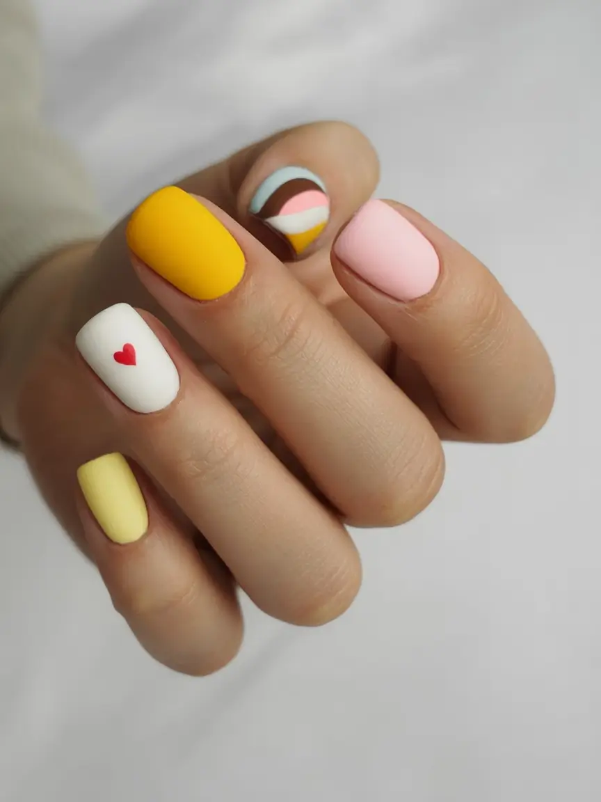 Fun Nail Color Ideas for August 2025 Matte Candy Box with a Heart