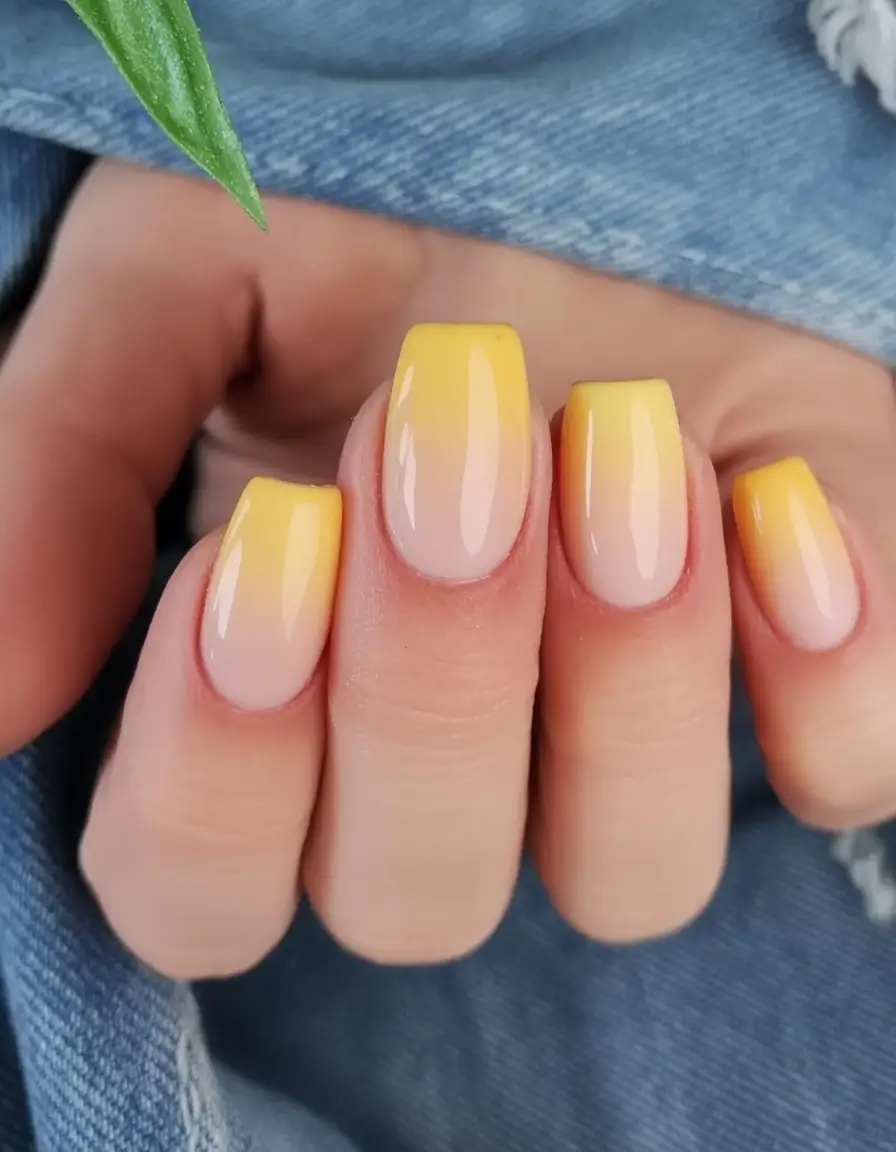 Fun Nail Color Ideas for August 2025 Golden Hour Ombré Fade