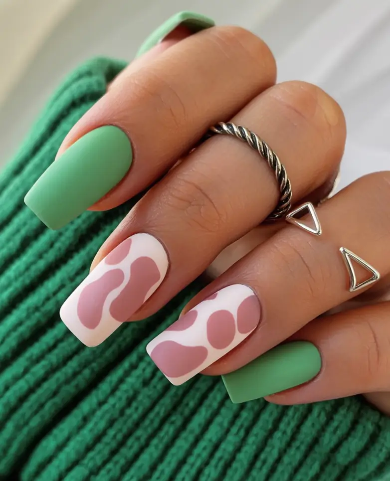 Fun Nail Color Ideas for August 2025 Mint and Mauve Abstracts