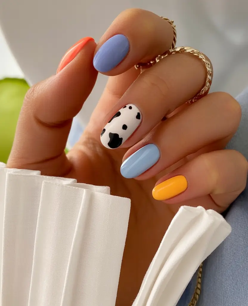 Fun Nail Color Ideas for August 2025 Playful Cow Meets Summer Skittles
