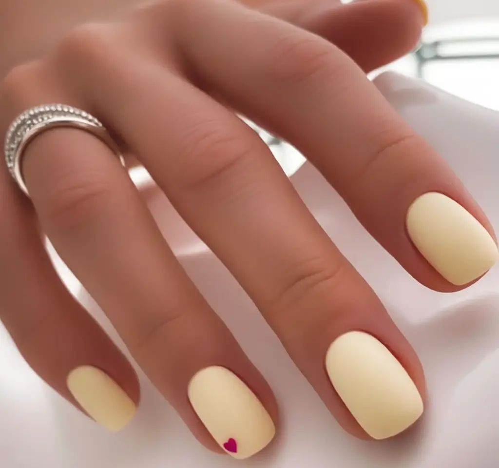 Fun Nail Color Ideas for August 2025 Buttery Matte with a Tiny Love Note