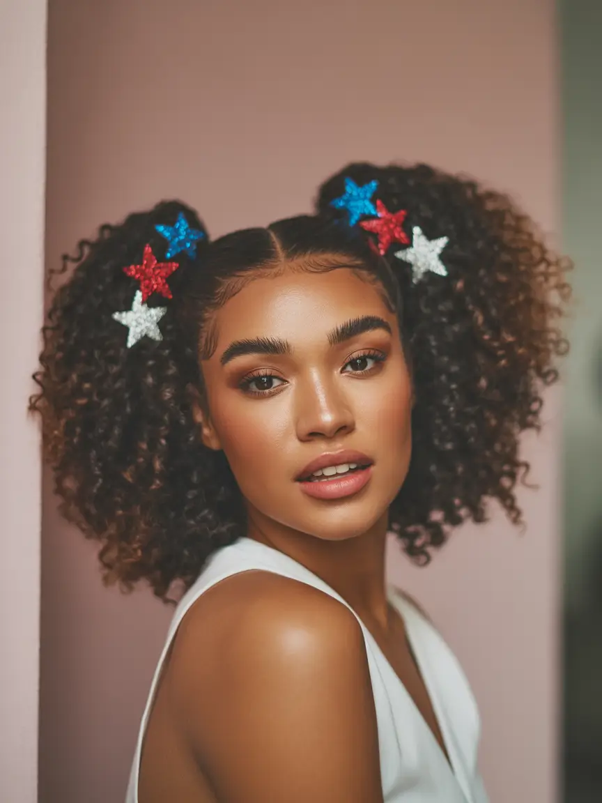Hair Looks That Celebrate July 4th 2025 Playful Puffs With Patriotic Sparkle