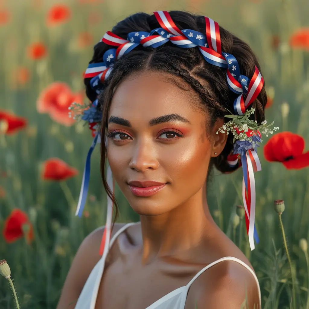 Hair Looks That Celebrate July 4th 2025 Curly Hair With Glitter Tinsel Threads