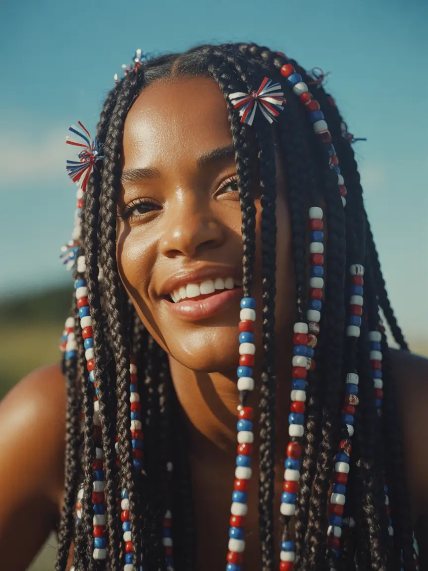 Hair Looks That Celebrate July 4th 2025 Red White and Beaded Bliss