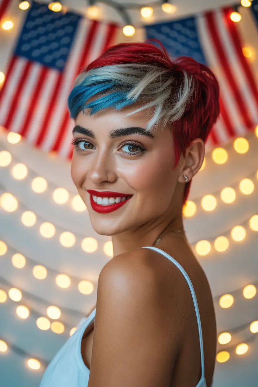 Hair Looks That Celebrate July 4th 2025 Bold Buzz With Red White And Blue