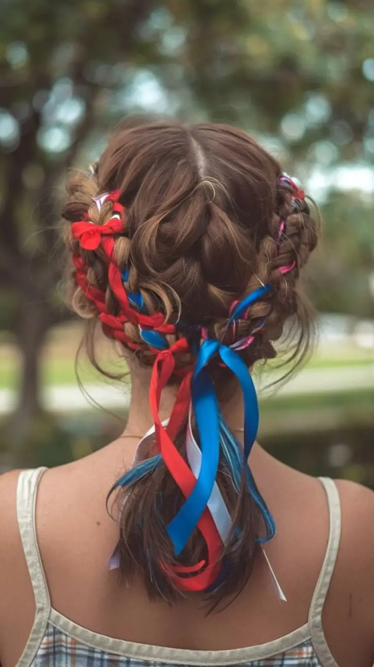 Hair Looks That Celebrate July 4th 2025 Romantic Braids and Ribbon Cascade