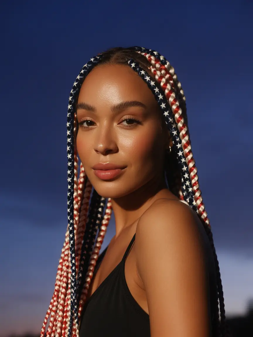 Hair Looks That Celebrate July 4th 2025 Star-Spangled Box Braids