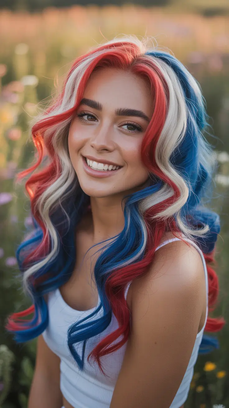Hair Looks That Celebrate July 4th 2025 Milkmaid Braids With Patriotic Ribbon Wraps