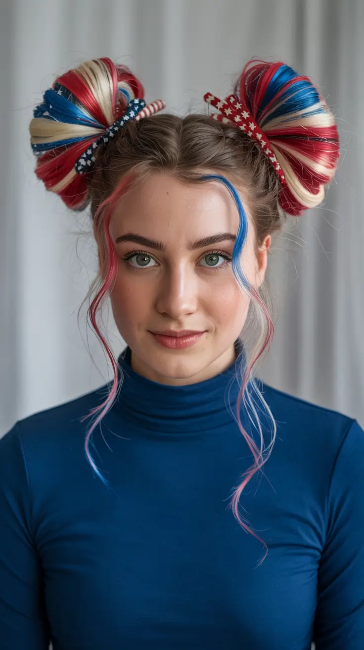Hair Looks That Celebrate July 4th 2025 Red White And Blue Tinsel On Straight Hair