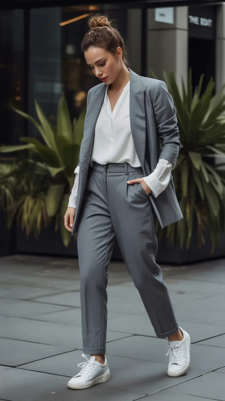 How to dress business casual this fall - outfits ideas 2025 Relaxed Suiting with Sneakers