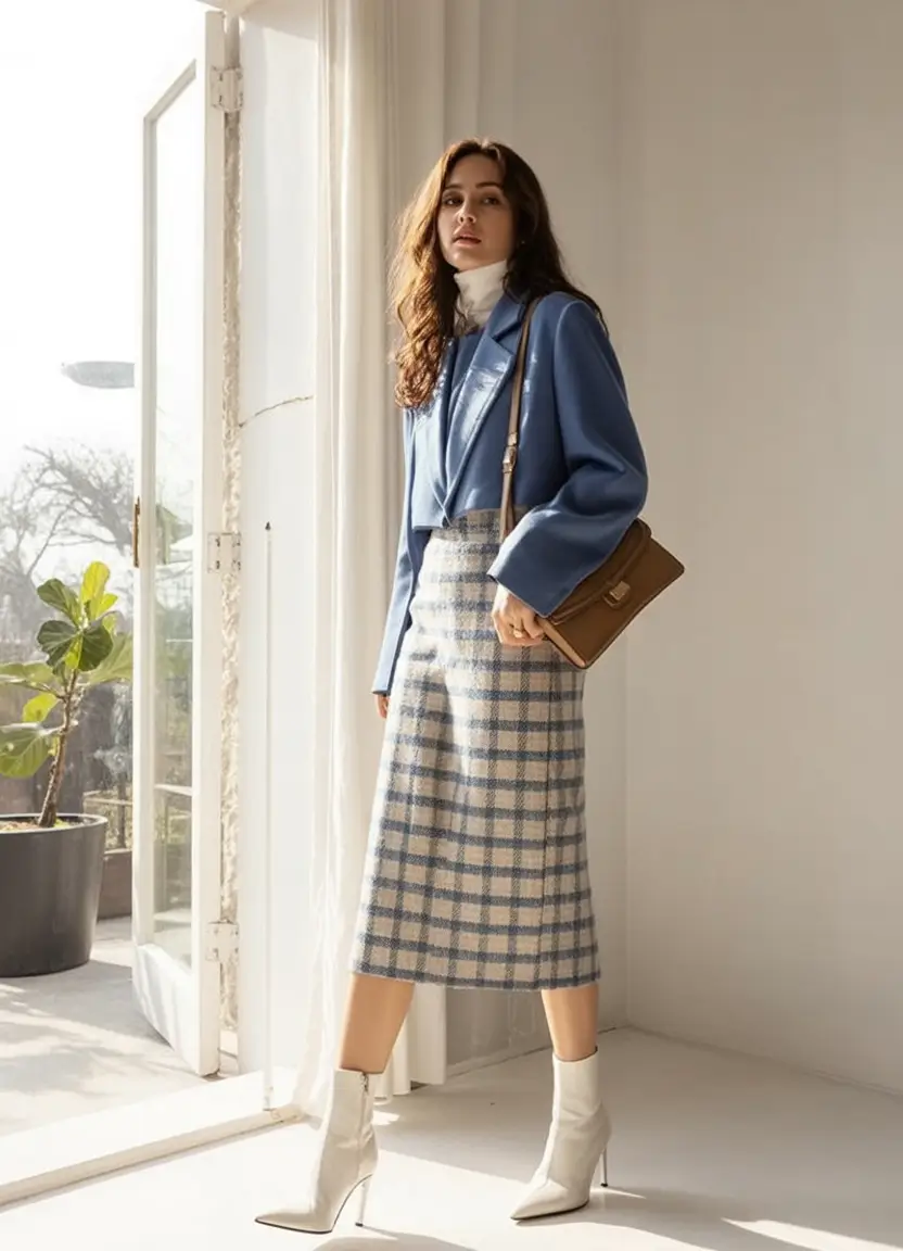 How to dress business casual this fall - outfits ideas 2025 Layered Elegance in Soft Blue