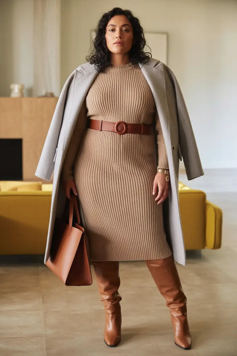 How to style boots this fall - trendy outfits inspiration 2025 Belted Knits And Bold Elegance