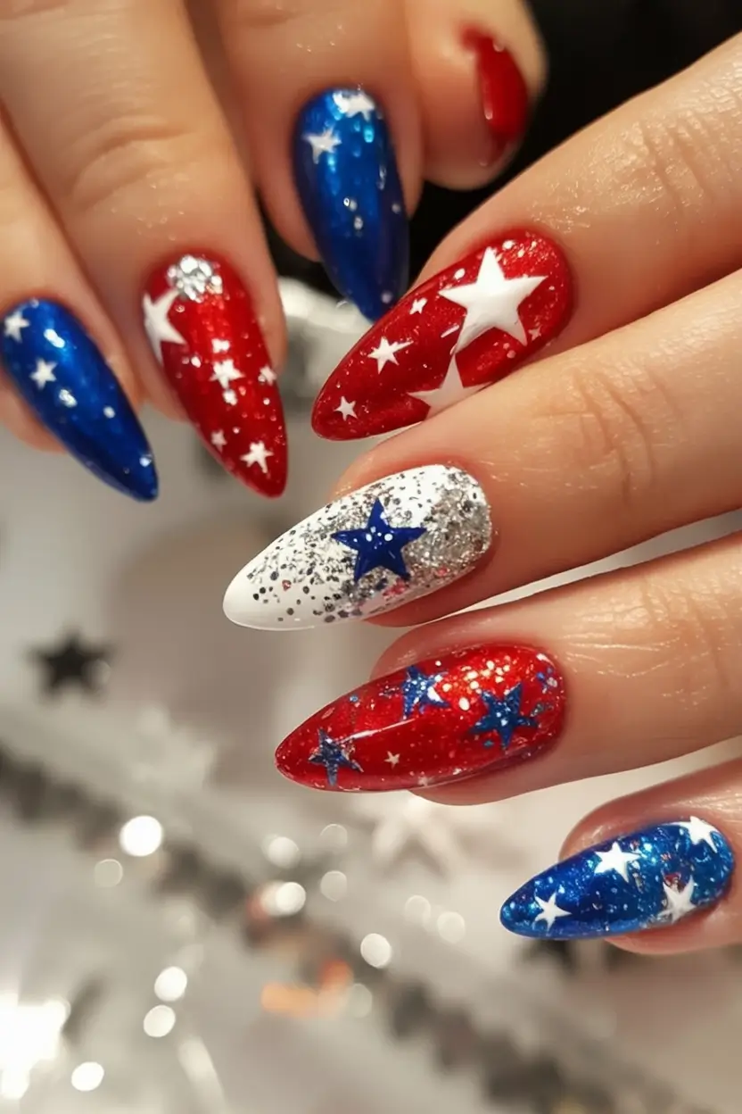 July 4th 2025 Nails You’ll Obsess Over Star Spangled Sparkle Magic