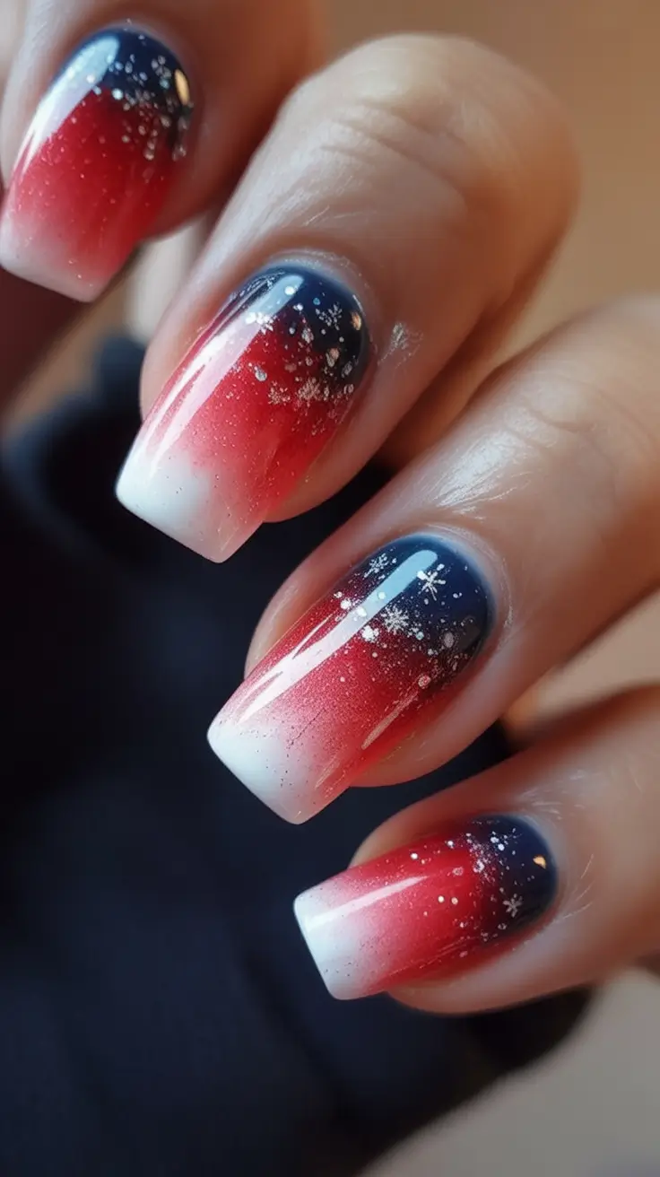 July 4th 2025 Nails You’ll Obsess Over Twilight Gradient With a Sparkle Kiss