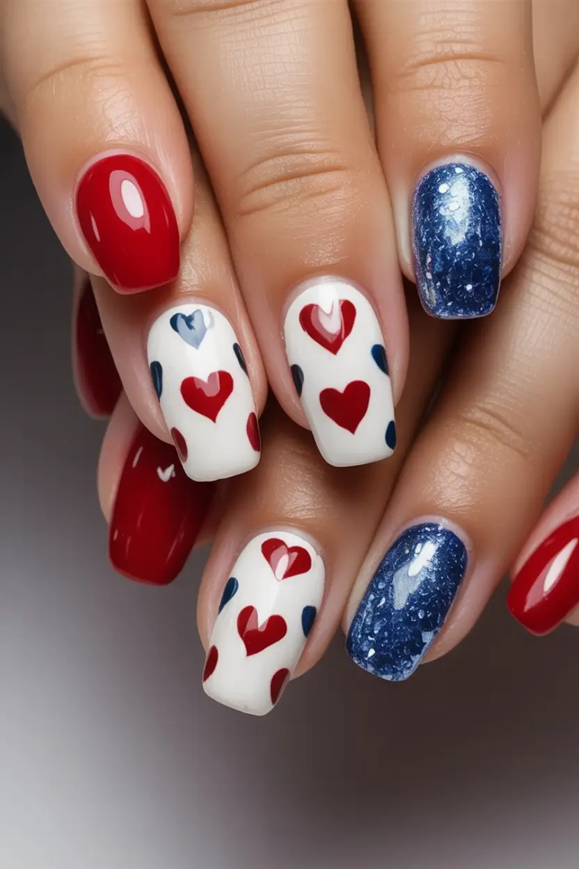 July 4th 2025 Nails You’ll Obsess Over Polka Dot Patriot Love