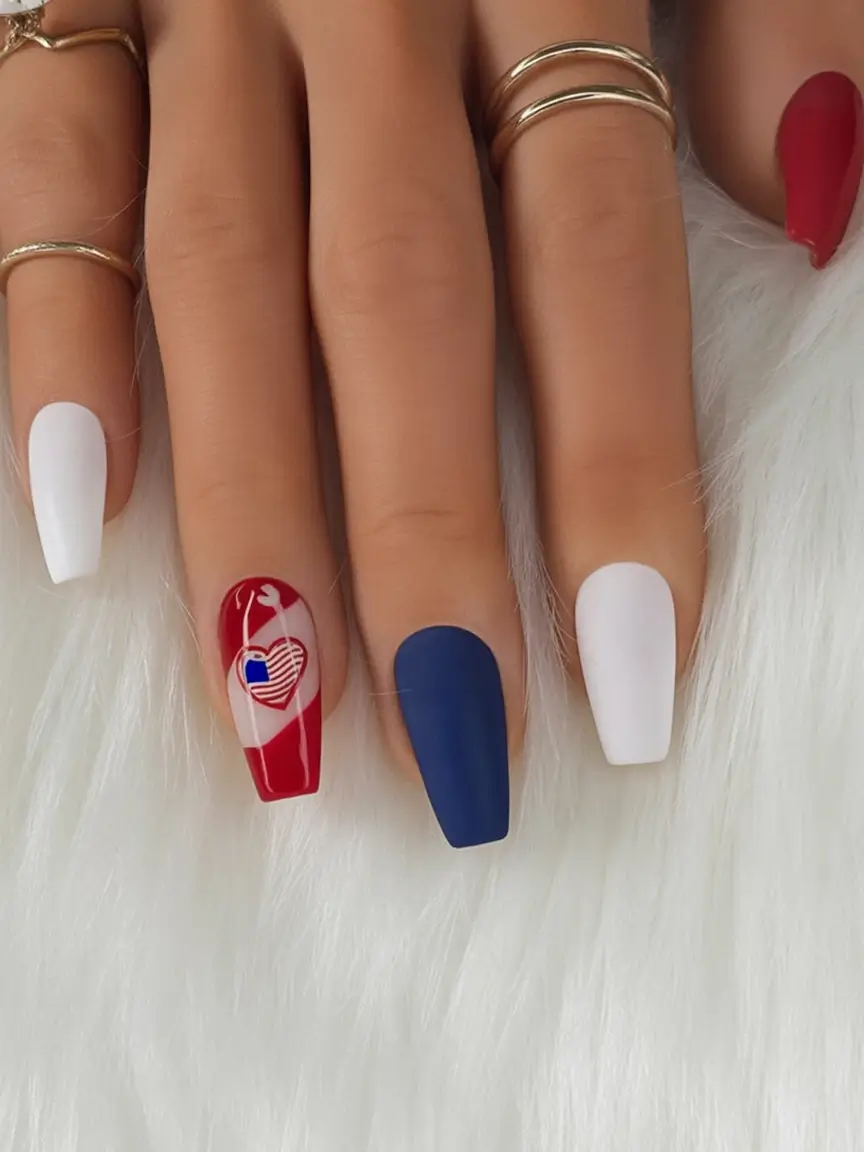 July 4th 2025 Nails You’ll Obsess Over Matte Modern Americana