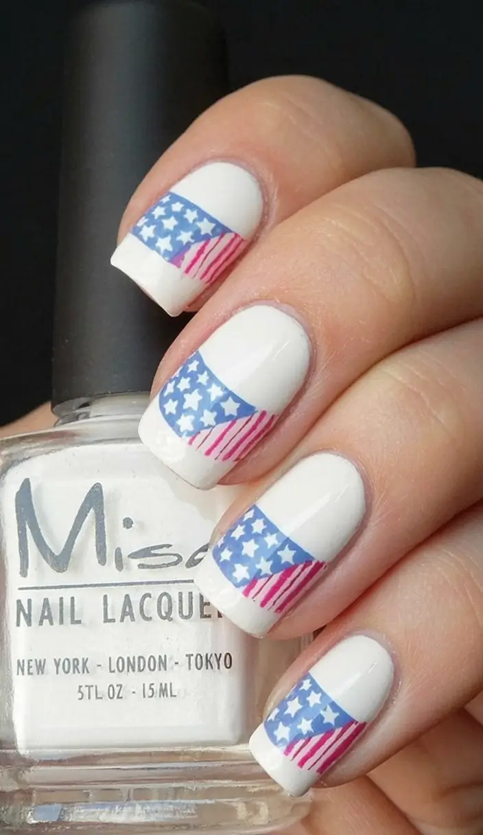July 4th 2025 Nails You’ll Obsess Over Minimal Americana Half Moons