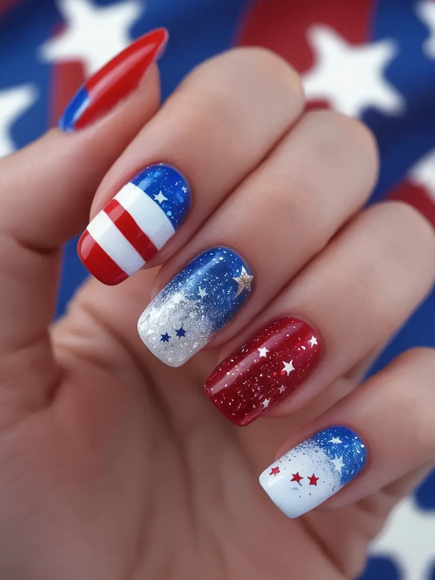 July 4th 2025 Nails You’ll Obsess Over Minimal French with a Star-Twist