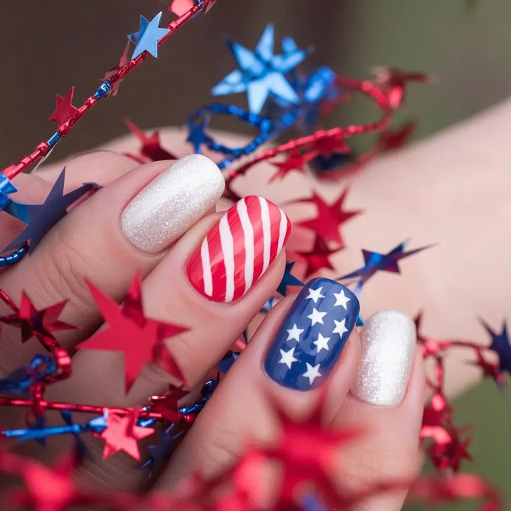 July 4th 2025 Nails You’ll Obsess Over Patriotic Pop Art Vibes