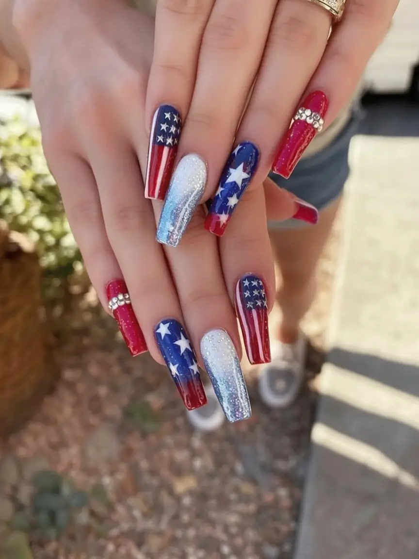 July 4th 2025 Nails You’ll Obsess Over All-American Luxe Length