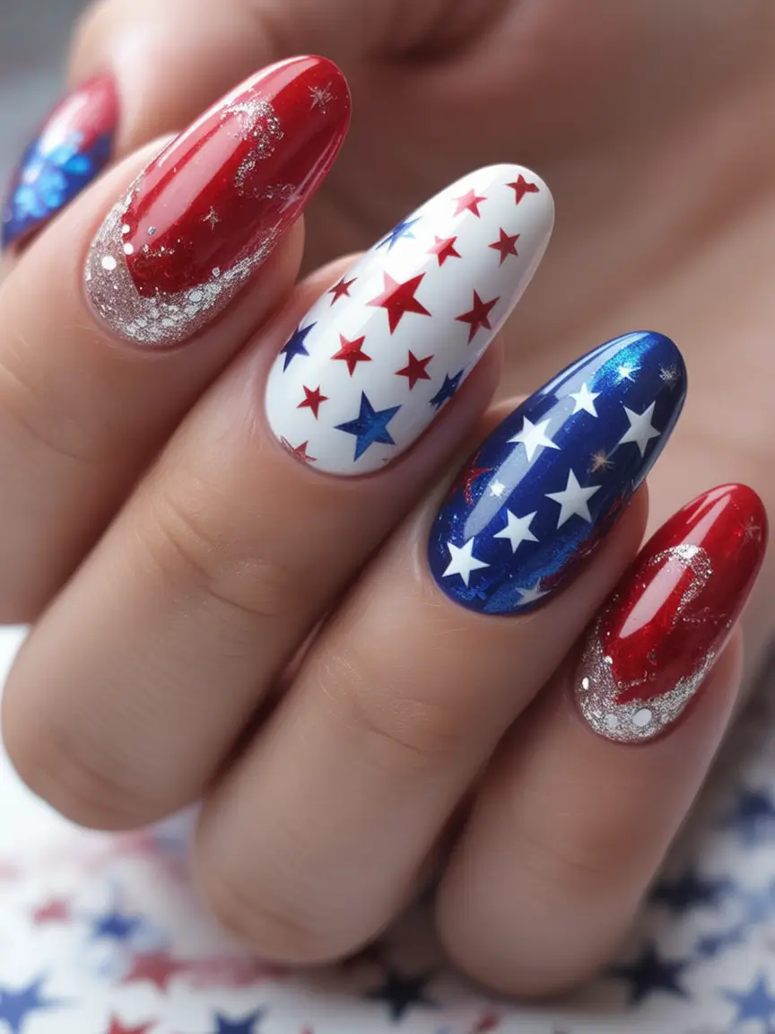 July 4th 2025 Nails You’ll Obsess Over All-Star Parade Swirl
