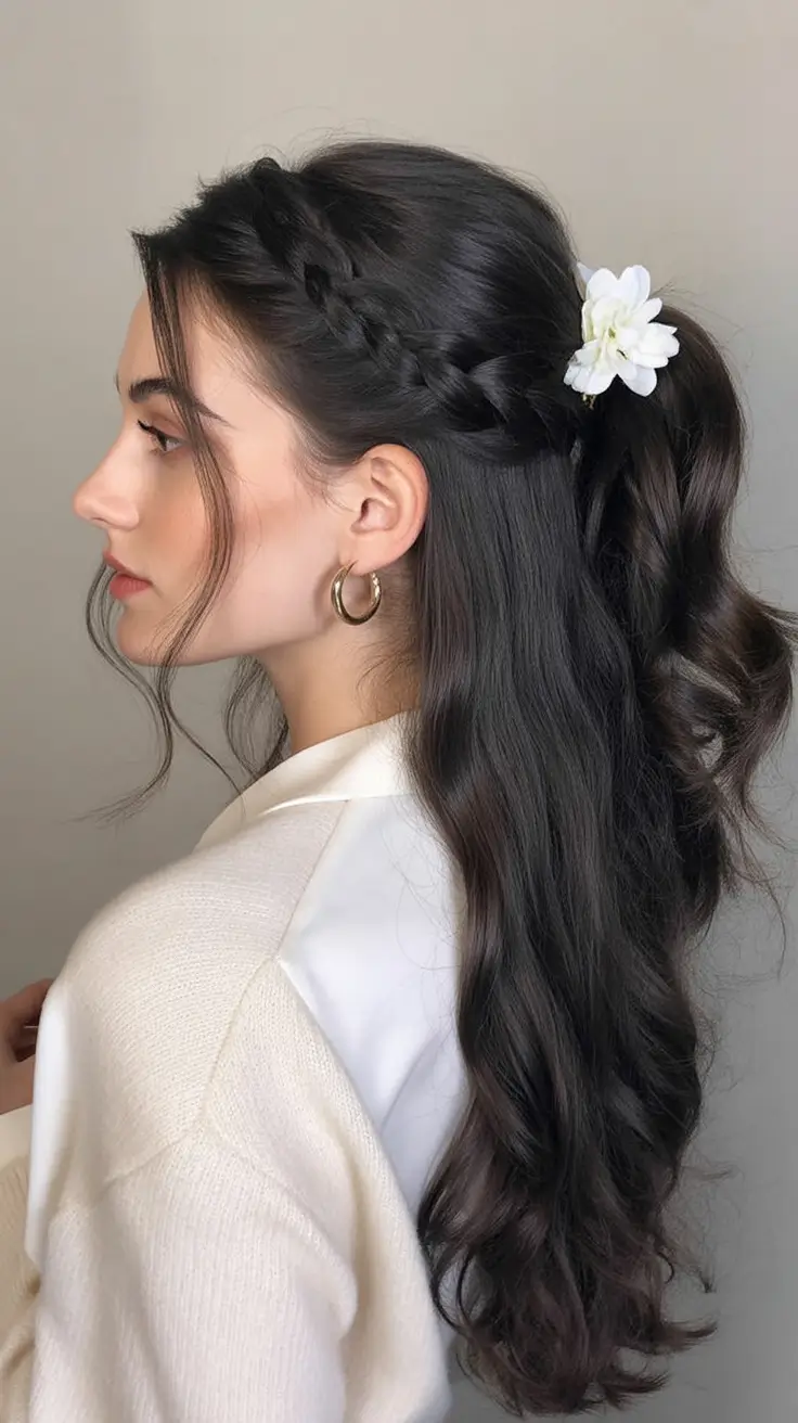 labor day hairstyles ideas 2025 Romantic Side Braid Pony