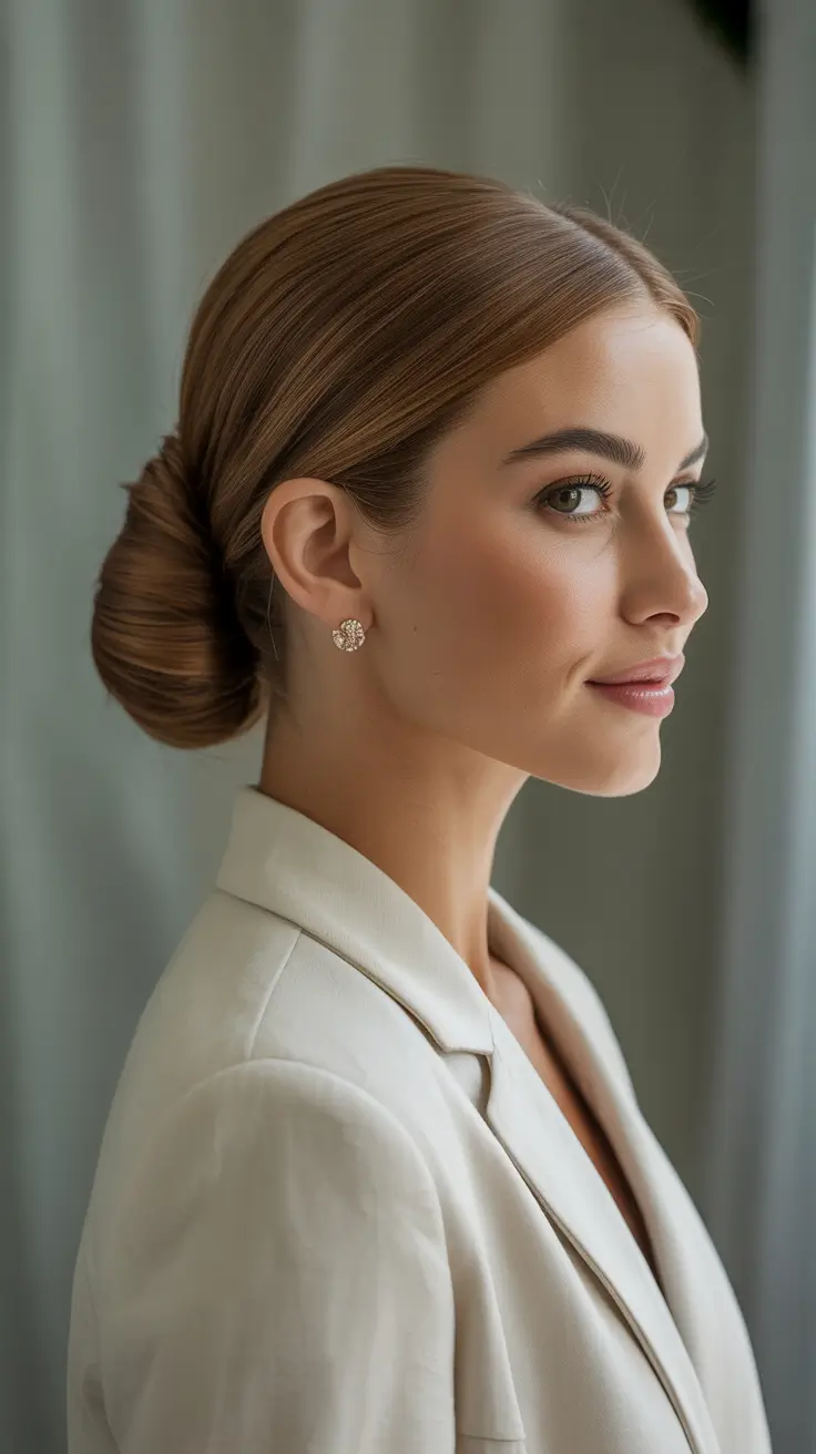 labor day hairstyles ideas 2025 Silken Low Chignon