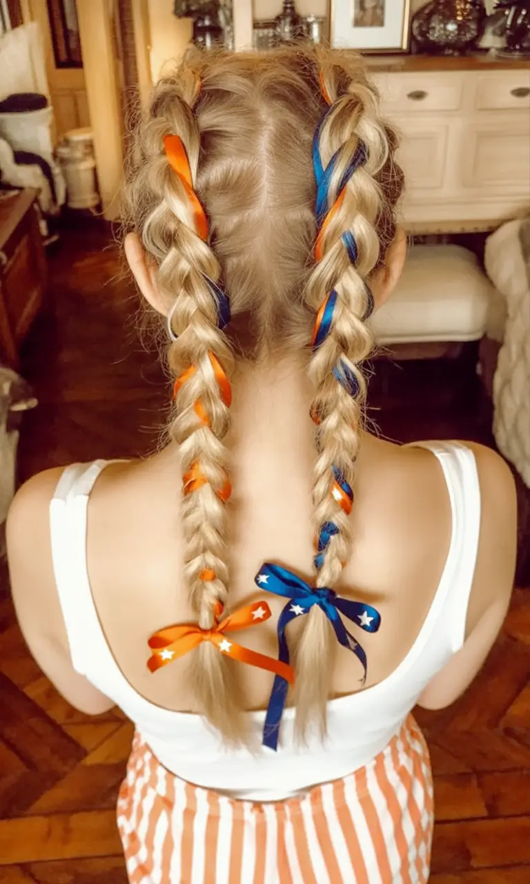 labor day hairstyles ideas 2025 Color Pop Patriotic Braids