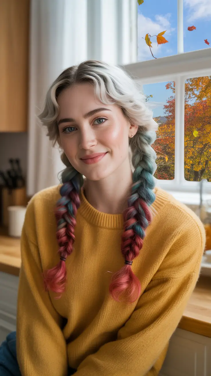 labor day hairstyles ideas 2025 Rainbow Ombre Braids