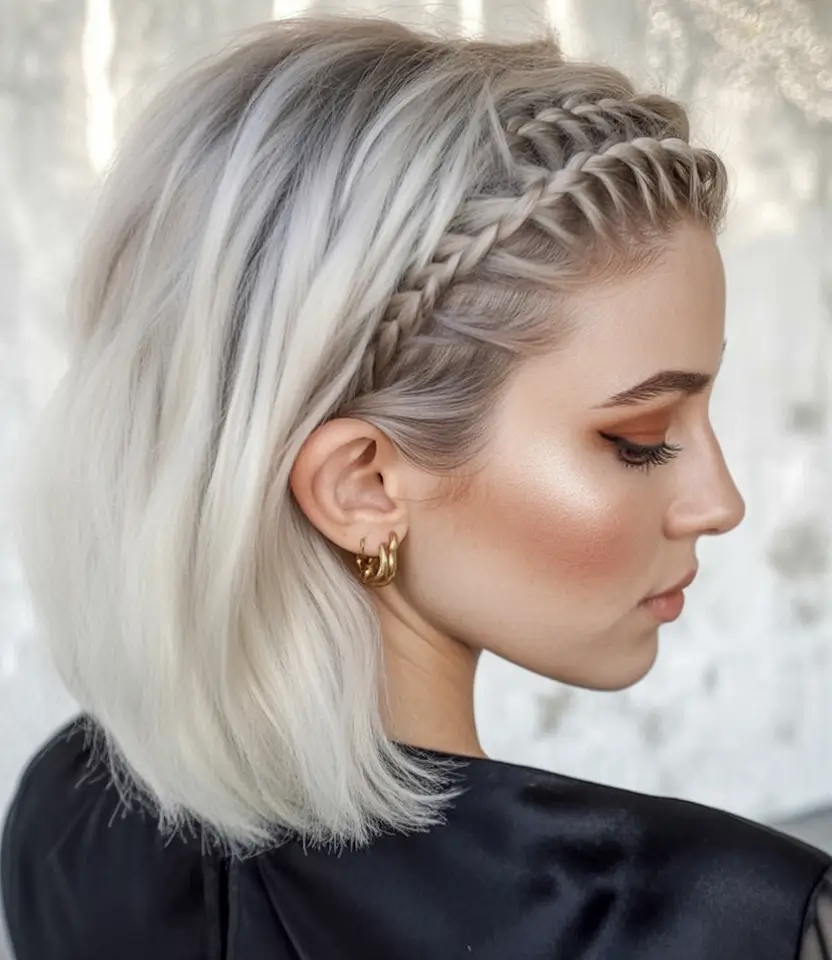 labor day hairstyles ideas 2025 Side Swept Cornrow on Silver Lob