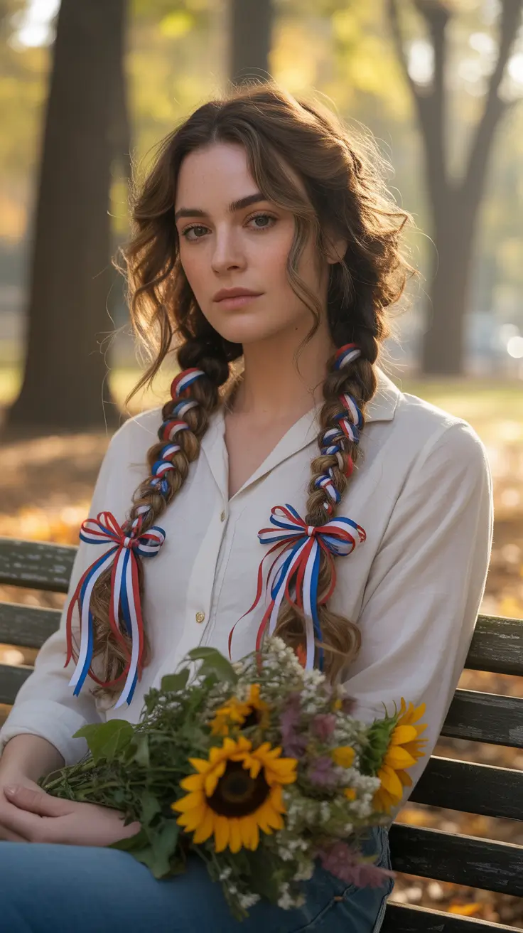 labor day hairstyles ideas 2025 Ribbons and Rustic Braids