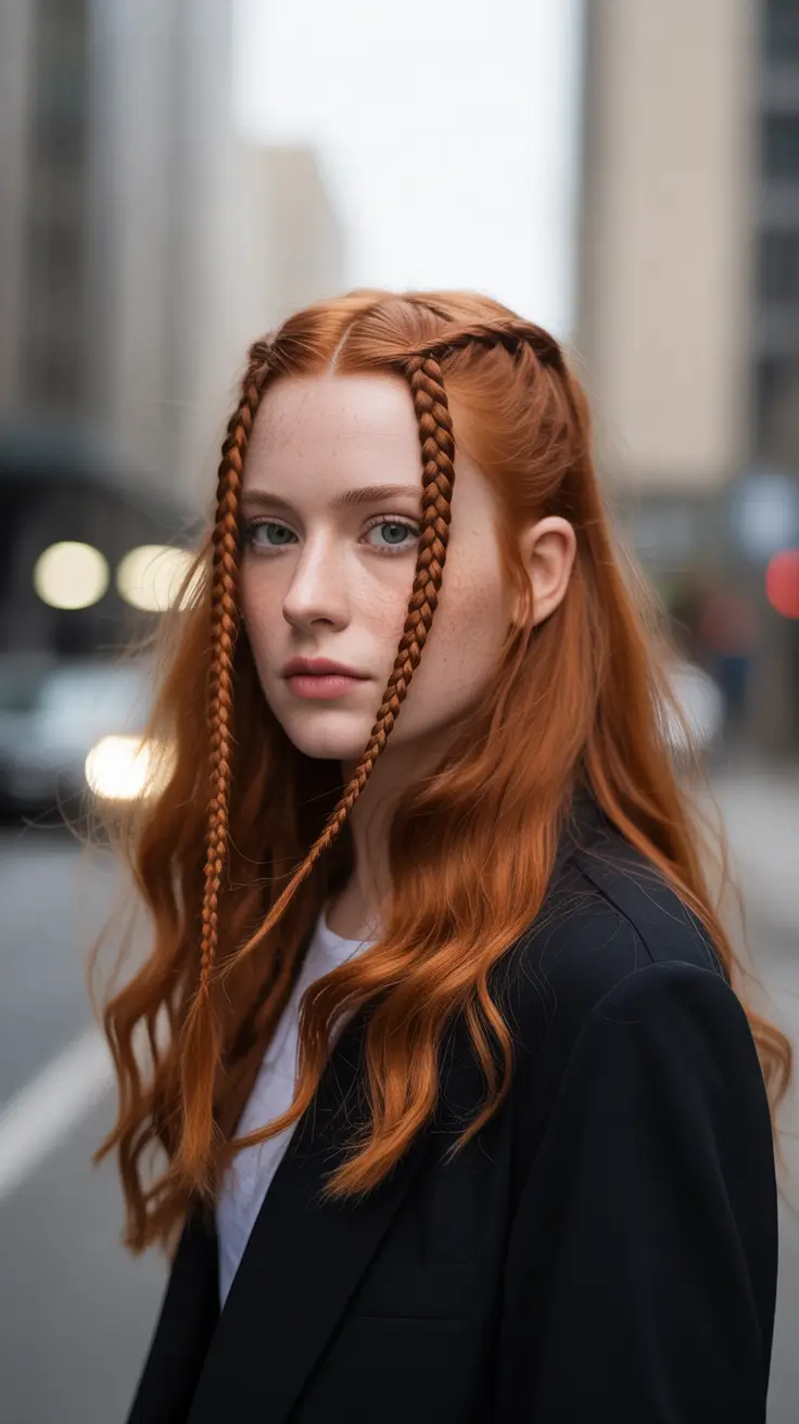 labor day hairstyles ideas 2025 Front Braids and Auburn Flow