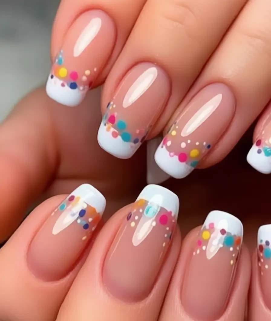 labor day nails ideas 2025 Confetti Pop French