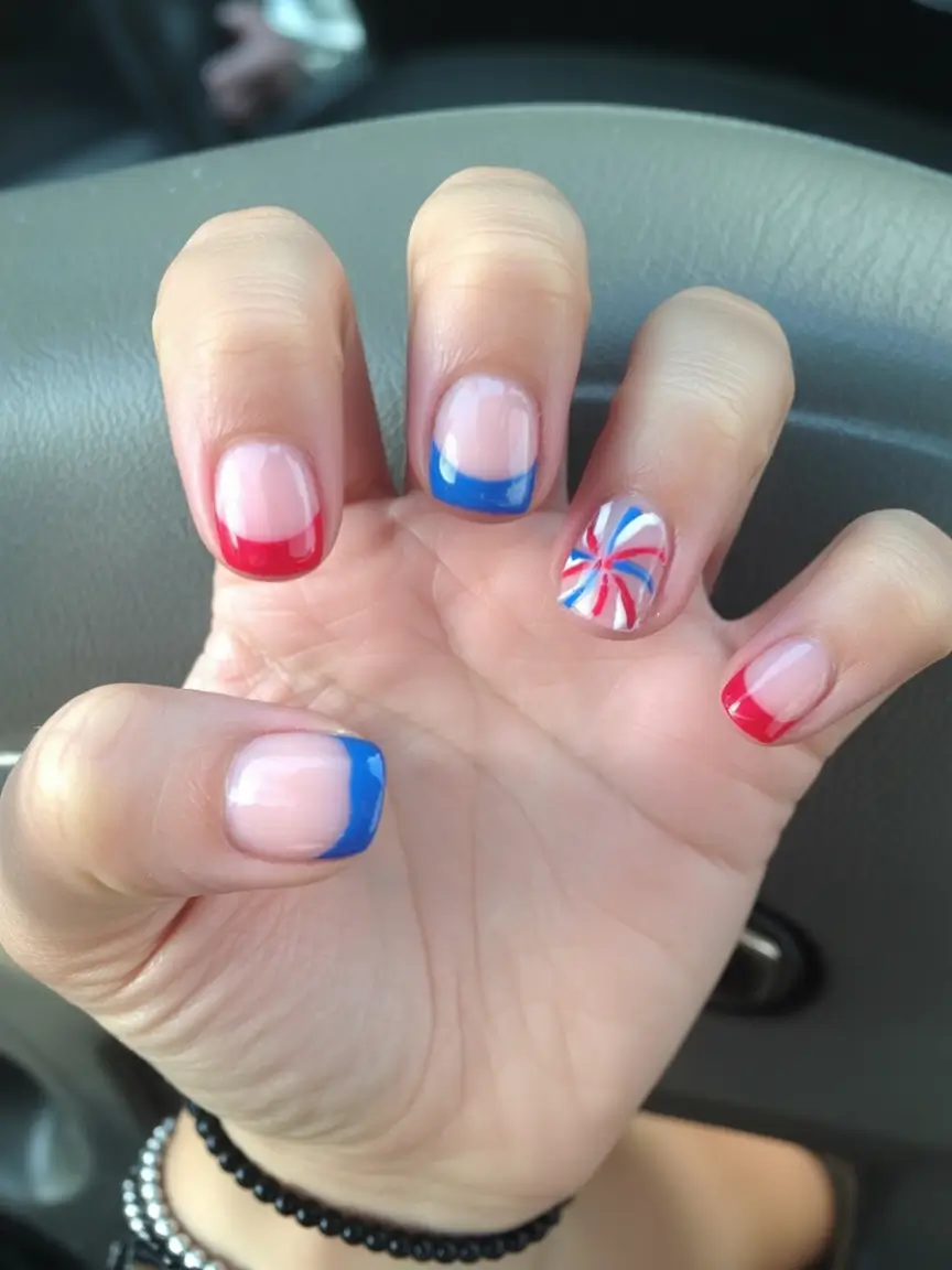 labor day nails ideas 2025 Swirl Pop Frenchie