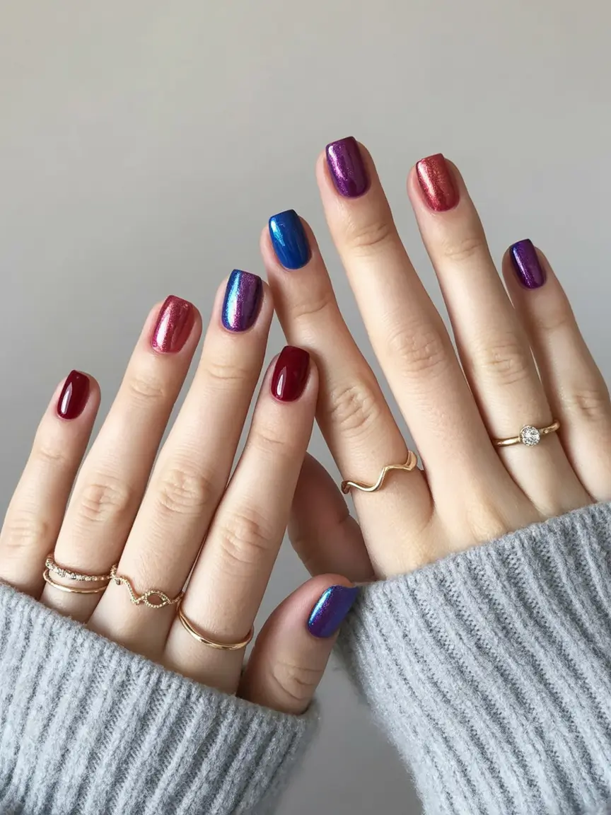 labor day nails ideas 2025 Jewel Toned Chic