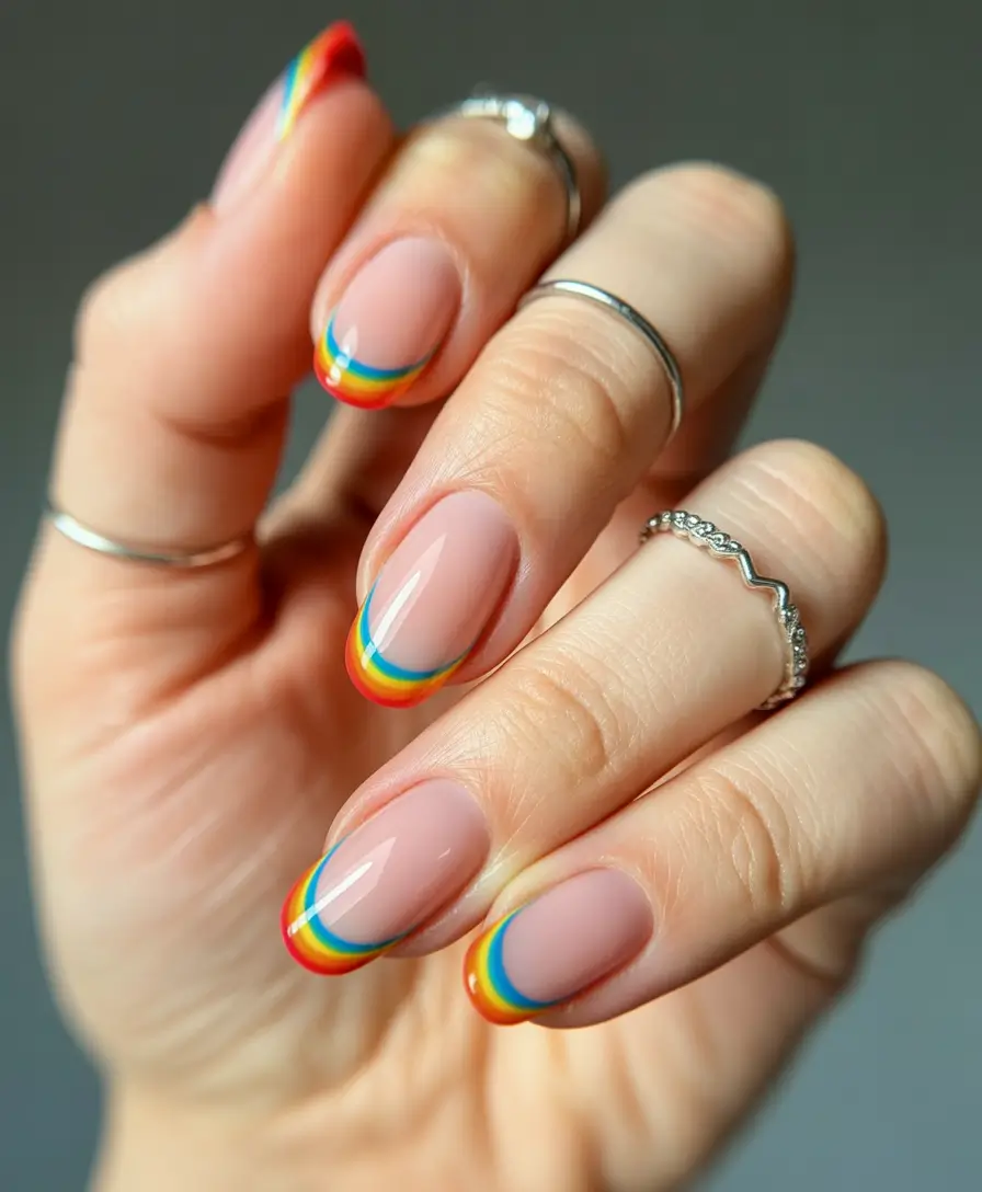 labor day nails ideas 2025 Rainbow Edge Tips