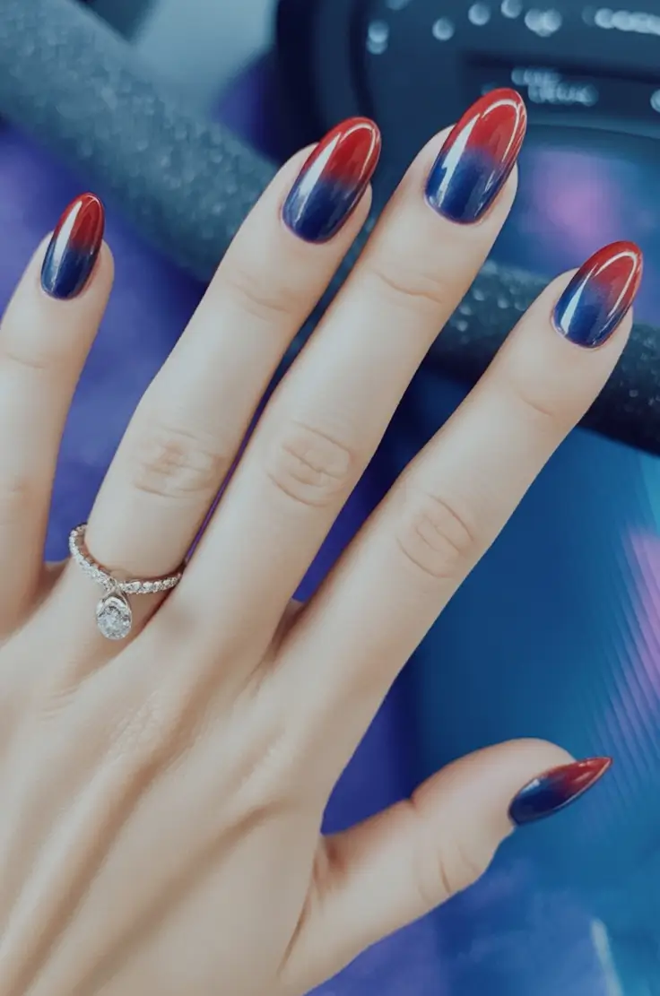 labor day nails ideas 2025 Midnight Fireworks Fade