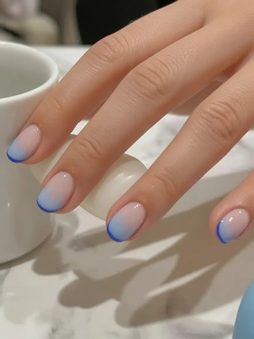 labor day nails ideas 2025 Frozen French Fade