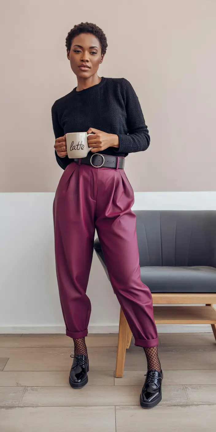 Labor Day Outfits Ideas 2025 Structured Plum & Black